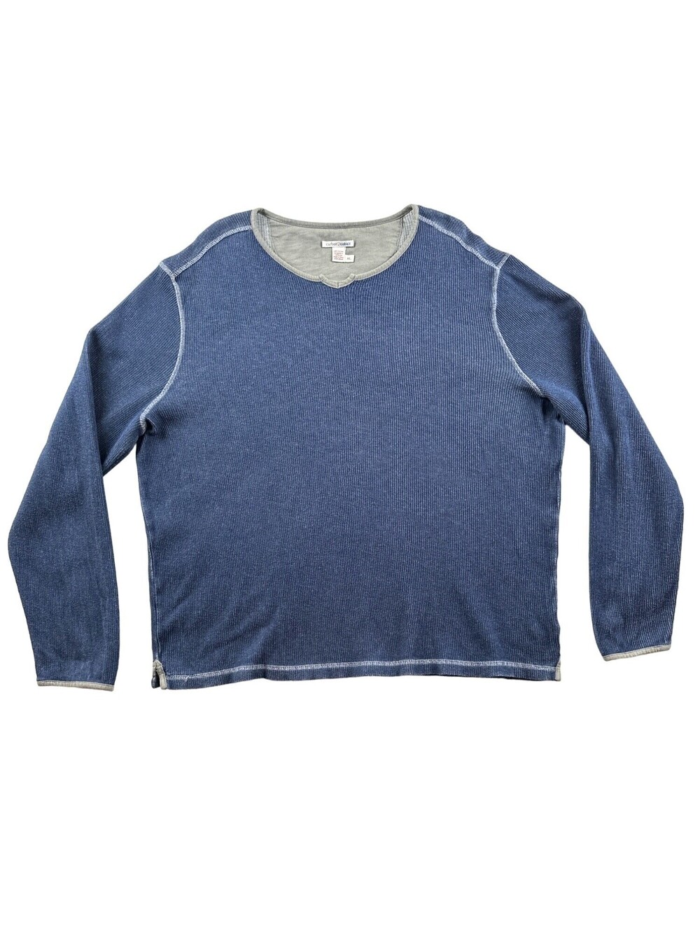 Carbon2Cobalt Split Crewneck Contrast Stitch Light Sweater XL